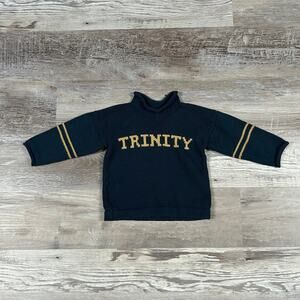 Vintage Style Knit Baby Sweater “Trinity” Wilder 17 Navy Gold Handmade 12-24M